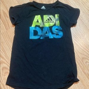 Adidas Kids Graphic T-Shirt Black Green Blue Top Size S (8/10)